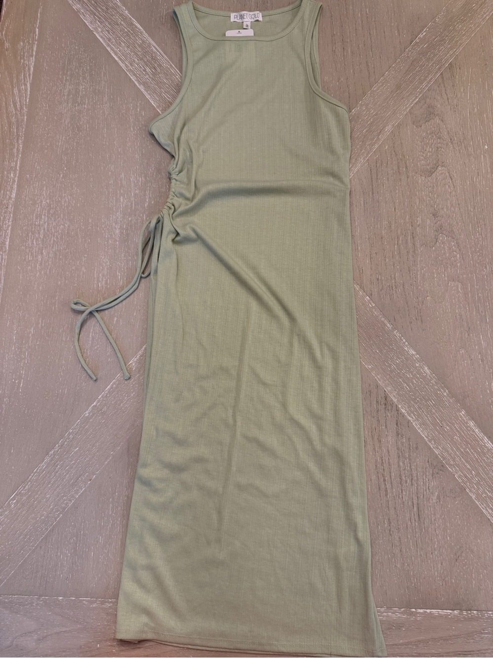 Planet Gold Ribbed Tank Top Dress in Sage Green